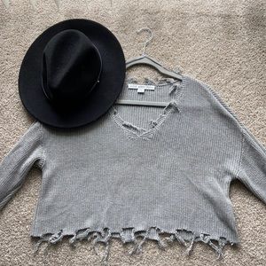 Fringed Cropped Sweater
